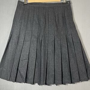 VTG Pendleton Pleated A-Line Skirt Grey Plaid 100% Virgin Wool Women 8 Petite